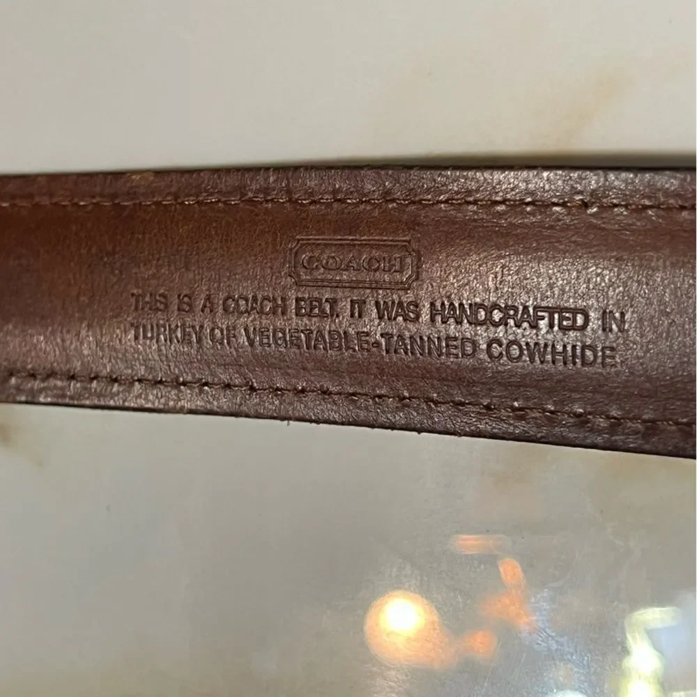RARE Vtg COACH 3888 Handcrafted Turkey VEG-TAN Leather Belt 34 - BIFL Heritage